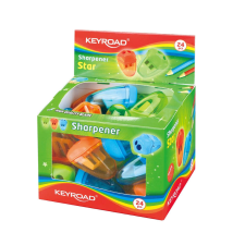 KeyRoad Hegyező 2 lyukú tartályos 24 db/display Keyroad Starfish vegyes színek hegyező