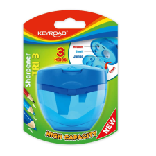 KeyRoad Hegyező 3 lyukú tartályos, fedeles Keyroad Tris vegyes színek hegyező