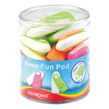 KeyRoad Radír, PVC mentes 24 db/display Keyroad Fun Pod vegyes színek radír