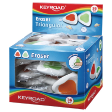 KeyRoad Radír, PVC mentes 36 db/display Keyroad Triangular vegyes színek radír