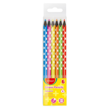 KeyRoad Színes ceruza készlet háromszögletű, fekete belsővel 6 db/bliszter Keyroad Neon neon színek színes ceruza
