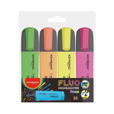 KeyRoad Szövegkiemelő készlet vágott hegyű,lapos test 4 db/bliszter Keyroad Fluo neon színek filctoll, marker