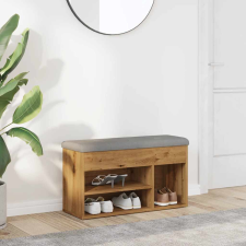  kézműves tölgy szerelt fa cipőtároló pad 82x32x45,5 cm bútor