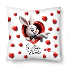  Kicsi díszpárna, Ő az enyém és szeretem, fiú nyuszi lakástextília