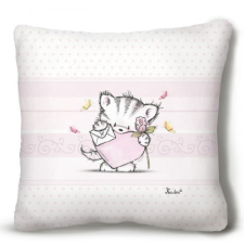  Kicsi plüss díszpárna, cica szívvel plüssfigura