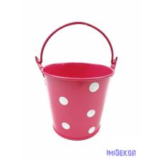  Kicsi pöttyös bádog vödör - Pink dekorációs kellék