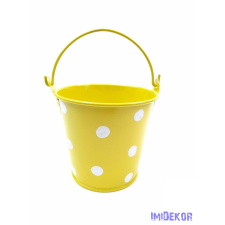 Kicsi pöttyös bádog vödör - Sárga dekorációs kellék