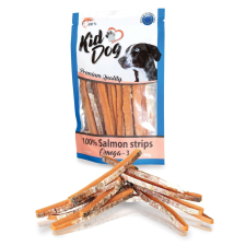 KID DOG Jutalomfalat Lazac 80% Csíkok és Omega 3 80g A04706 jutalomfalat kutyáknak