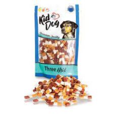 KIDDOG Three Mix - jutalomfalat (csirke,kacs,tőkehal) kutyák részére (80g) jutalomfalat kutyáknak