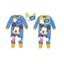 Kids Licencing Disney Mickey egér baba rugdalózó előkével - acélkék - 1-3 hónapos babának rugdalózó
