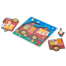 KIK Fa kirakó, tűzoltóautó, 15cmx15cmx0.5cm puzzle, kirakós