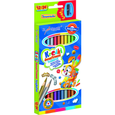 KIK OEM BAMBINO Iskolai háromszög ceruza kétoldalas 12/24 szín + hegyező színes ceruza