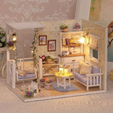 KIK Retro modell fából készült babaház DIY 3013 babaház