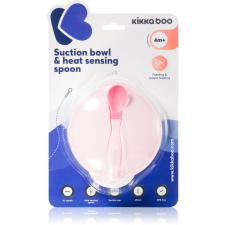Kikkaboo Suction Bowl & Heat Sensing Spoon etetőkészlet 4 m+ Pink 2 db babaétkészlet