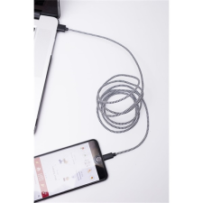 KIKKERLAND us113-bk-eu textilborítású lightning fekete-fehér kábel kábel és adapter