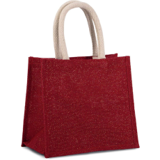 KIMOOD közepes méretű juta táska pamut füllel KI0273, Cherry Red/Gold