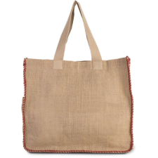 KIMOOD Női táska Kimood KI0248 Jute Bag With Contrast Stitching -Egy méret, Natural/Arandano Red kézitáska és bőrönd