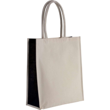 KIMOOD pamut juta bevásárlótáska színes betéttel KI0253, Natural/Black kézitáska és bőrönd
