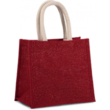 KIMOOD Uniszex bevásárló táska Kimood KI0273 Jute Canvas Tote - Medium -Egy méret, Cherry Red/Gold kézitáska és bőrönd