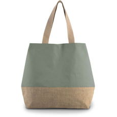 KIMOOD Uniszex táska Kimood KI0235 Canvas & Jute Hold-All Shopper Bag -Egy méret, Dusty Light Green/Natural