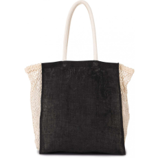 KIMOOD Uniszex táska Kimood KI0281 Shopping Bag With Mesh Gusset -Egy méret, Black/Natural