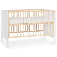 KinderKraft Baby wooden cot MIA guardrail white kiságy, babaágy