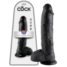 King Cock 10 herés dildó (25 cm) - fekete műpénisz, dildó