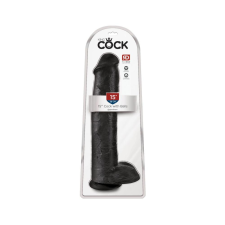 King Cock 15 - gigantikus, tapadótalpas, herés dildó (38cm) - fekete műpénisz, dildó