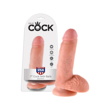 King Cock 7 herés dildó (18 cm) - natúr műpénisz, dildó