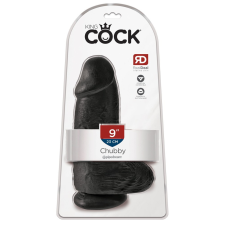 King Cock 9 Chubby - tapadótalpas, herés dildó (23cm) - fekete anál