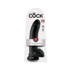 King Cock 9 - nagy tapadótalpas, herés dildó (23cm) - fekete műpénisz, dildó