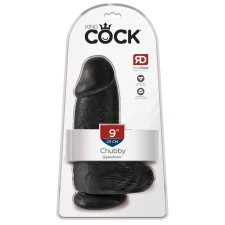 King Cock King Cock 9 Chubby - tapadótalpas, herés dildó (23cm) - fekete műpénisz, dildó
