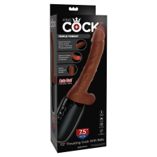 King Cock Plus Triple Threat kézi szexgép, vibrációval, melegítő funkcióval (barna bőrszín) szexhinta, szexgép