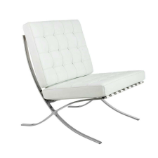 King Home BARCELON PRESTIGE PLUS karosszék fehér - olasz válogatott természetes bőr, acél bútor