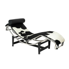  King Home Divano Pony Pihenőszék Természetes Fekete-Fehér Bőr Króm bútor