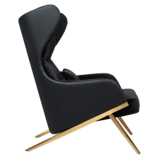  King Home Hampton Luxus Fotel Bársony Fekete Arany Vázzal bútor