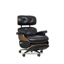  King Home Lounge Automatic Fekete Bőr Irodai Fotel USB Töltővel forgószék