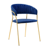 King Home MARGO szék sötétkék - bársony, arany talpazat