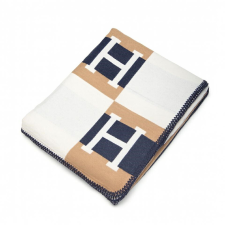  King Home Paris Home Luxus Takaró Tengerészkék-Barna H-Mintás lakástextília