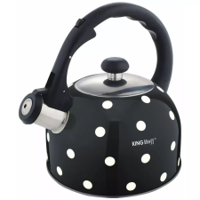 Kinghoff teáskanna, sípszóval, fekete-fehér pöttyös, 2.6L (KH-1051) vízforraló és teáskanna