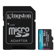Kingston 64GB microSDXC Kingston Canvas Go! Plus UHS-I U3 V30 A2 adapter (SDCG3/64GB) memóriakártya