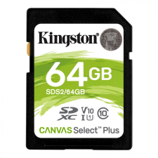 Kingston 64GB SDXC Canvas Select Plus Class 10 100R C10 UHS-I U1 V10 memóriakártya