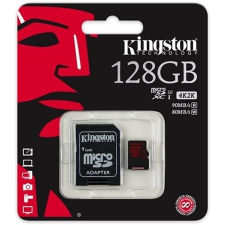 Kingston Memóriakártya, MicroSDXC, 128GB, Class 10, adapterrel, KINGSTON memóriakártya