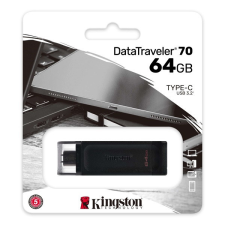 Kingston Pendrive - Datatraveler DT70/64GB (64GB, USB3.2 C, fekete) pendrive