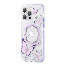KINGXBAR Butterfly Series mágneses tok iPhone 14 Plus MagSafe lila pillangókkal díszített nyomtatással díszített iPhone 14 Plus MagSafe tok tok és táska