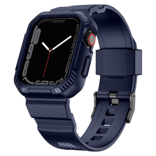 KINGXBAR CYF106 2in1 szíj Apple Watch SE, 8, 7, 6, 5, 4, 3, 2, 1 (41, 40, 38 mm) beépített tok kék színű okosóra kellék