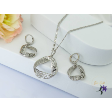  Kira antiallergén görögmintás szett nyaklánc fülbevaló-rodium ékszer szett