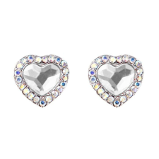Kis méretű szív fülbevaló áttetsző-színjátszó Swarovski kristállyal (0264.) fülbevaló