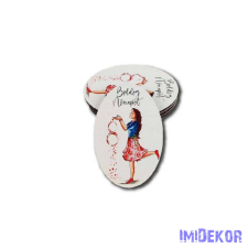 Kis ovális fa 4x6cm 5db/csomag - Boldog nőnapot lány 8-as számmal dekorációs kellék