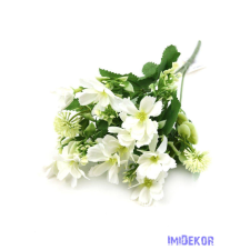  Kis virágos csokor 27 cm 270 - Fehér dekorációs kellék